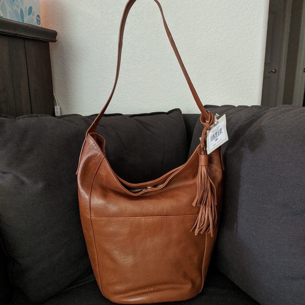 Lucky Brand Cognac Leather Purse with Tassel